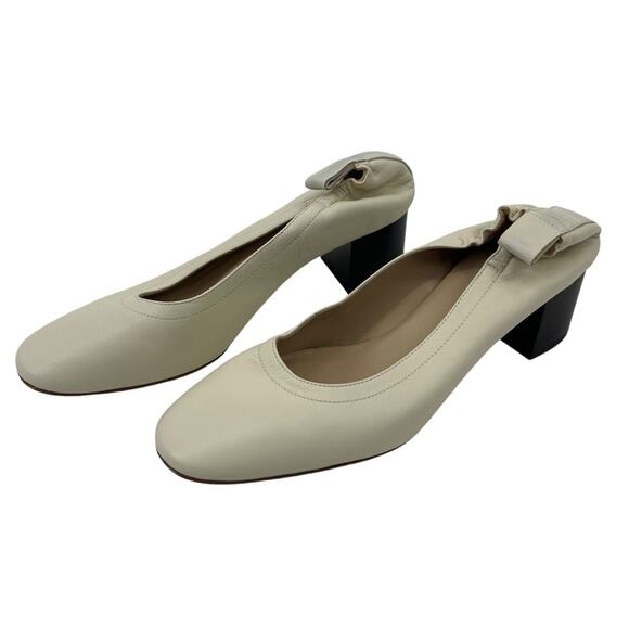 EVERLANE The Day Heel White Bone Stacked Shoes Slip On Italian Leather 8.5 NEW - Picture 9 of 14